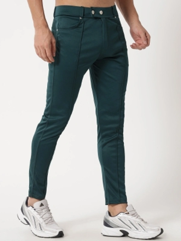 Regular Fit Men Blue Trousers - Green, 28 30 32 34