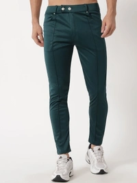 Regular Fit Men Blue Trousers - Green, 28 30 32 34