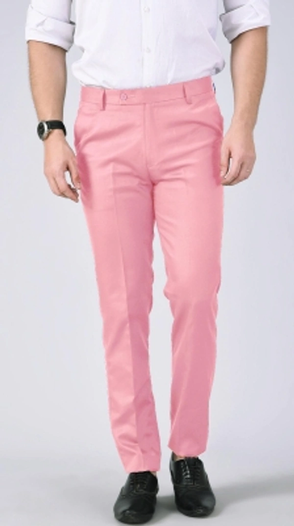 AD & AV Regular Fit Men  Trousers - Baby Pink, 28 30 32 34 36