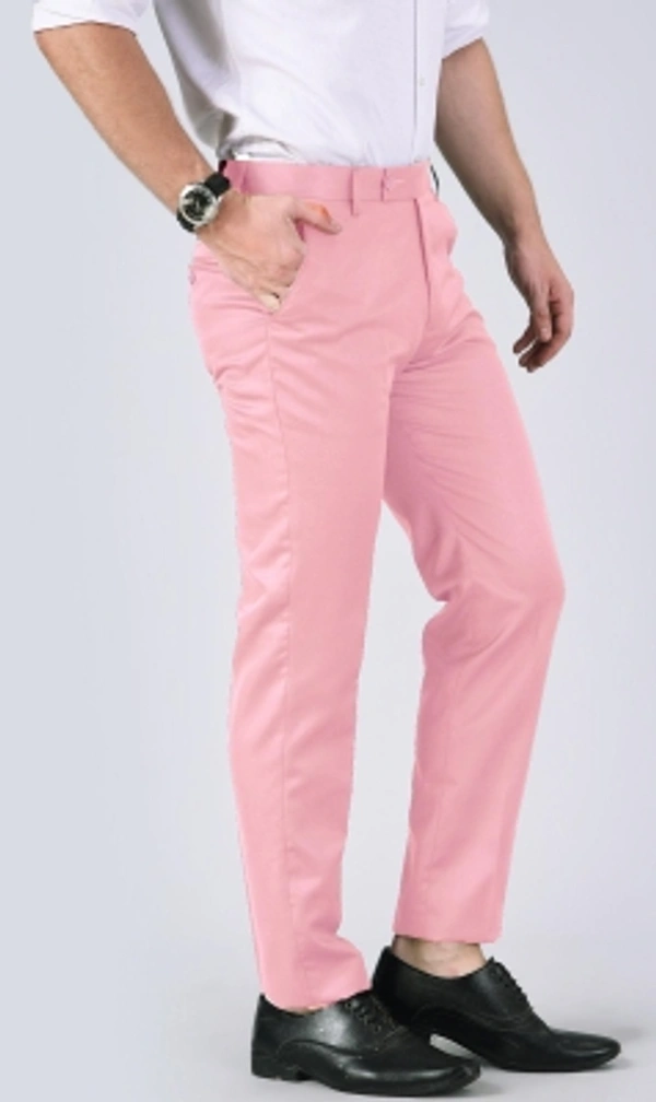 AD & AV Regular Fit Men  Trousers - Baby Pink, 28 30 32 34 36
