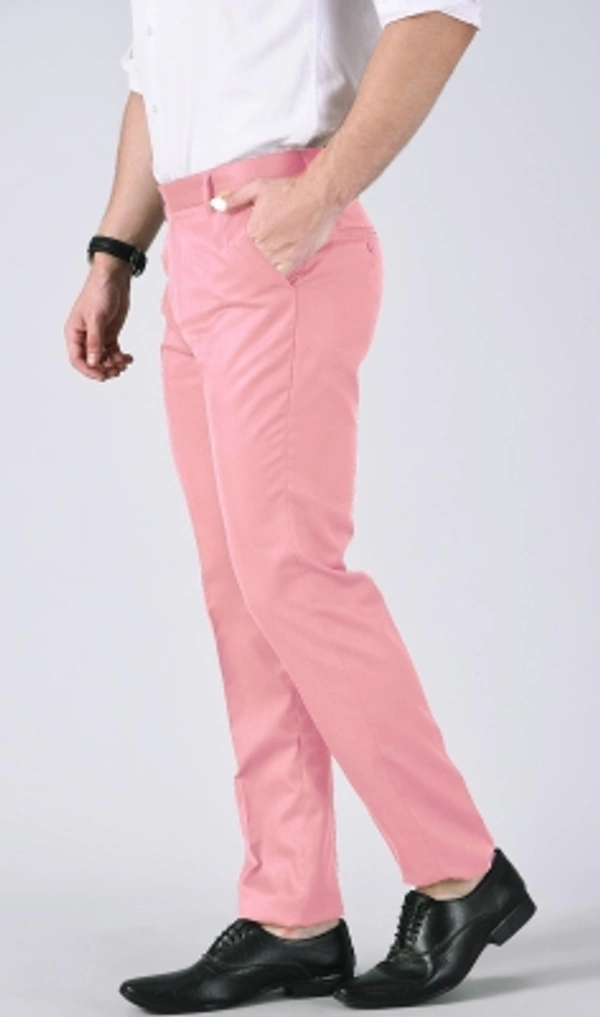 AD & AV Regular Fit Men  Trousers - Baby Pink, 28 30 32 34 36