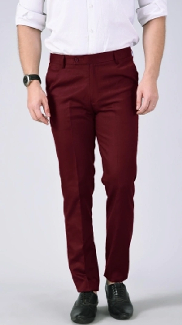 AD & AV Regular Fit Men  Trousers - Maroon, 28 30 32 34 36