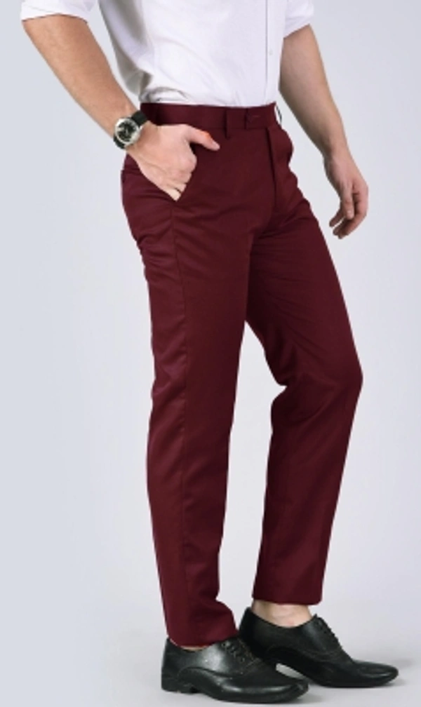 AD & AV Regular Fit Men  Trousers - Maroon, 28 30 32 34 36