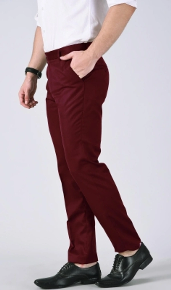 AD & AV Regular Fit Men  Trousers - Maroon, 28 30 32 34 36