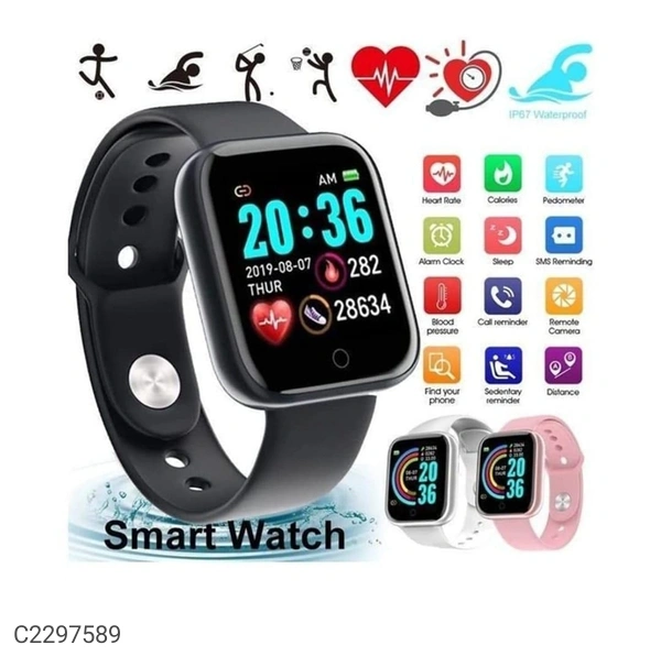D20 Bluetooth Wireless Smart Watch Fitness Band (Black) - Free