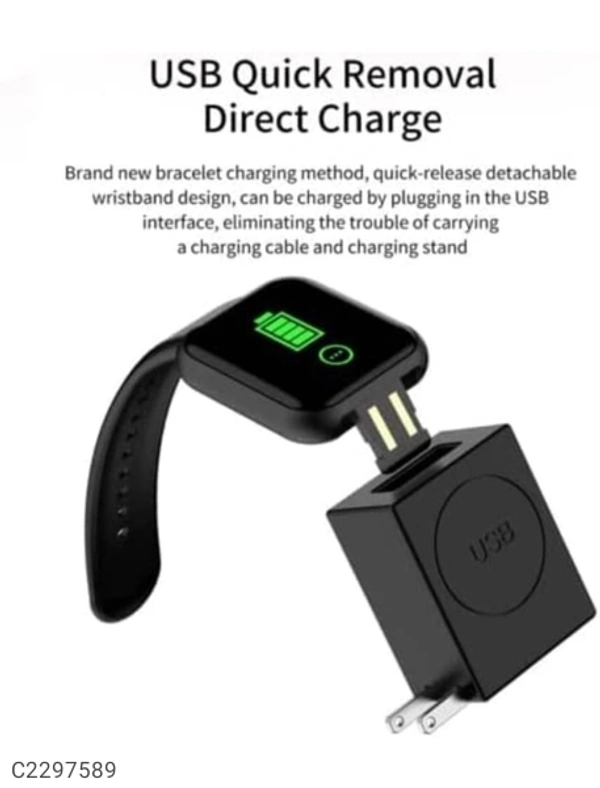 D20 Bluetooth Wireless Smart Watch Fitness Band (Black) - Free
