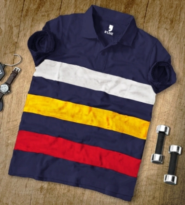 BLIVE Color Block Men Polo Neck Multicolor T-Shirt - S M L XL XXL