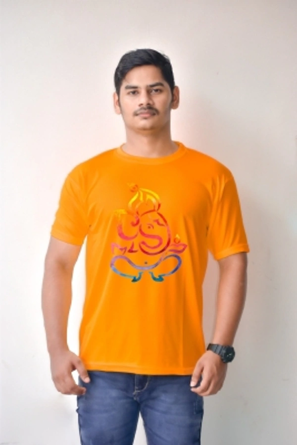 Estaban Printed Men Round Neck Orange T-Shirt - S M L XL