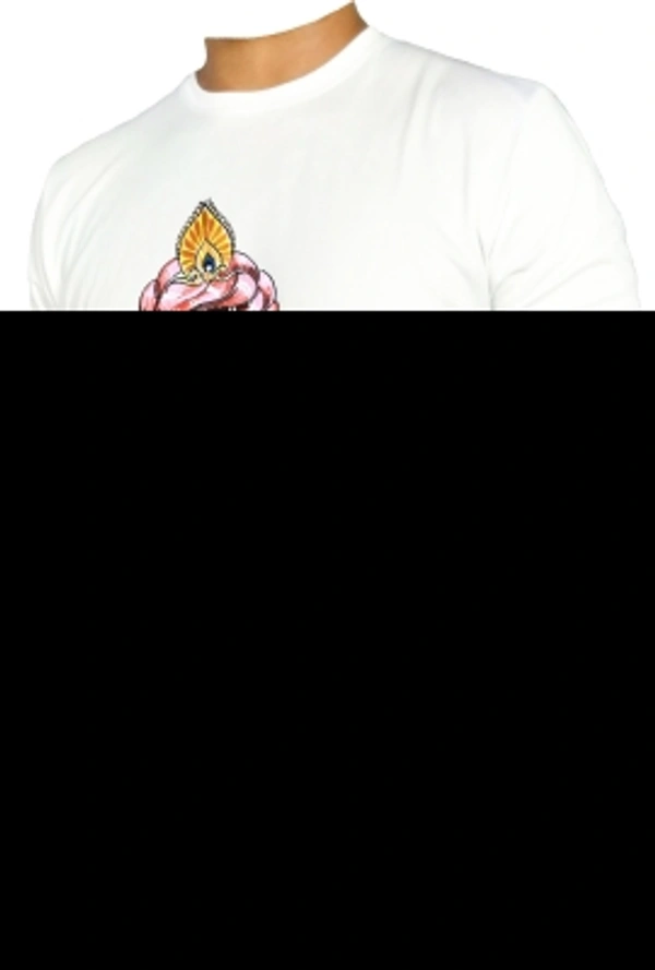 Dorain Printed Men Round Neck White T-Shirt - M L XL XXL
