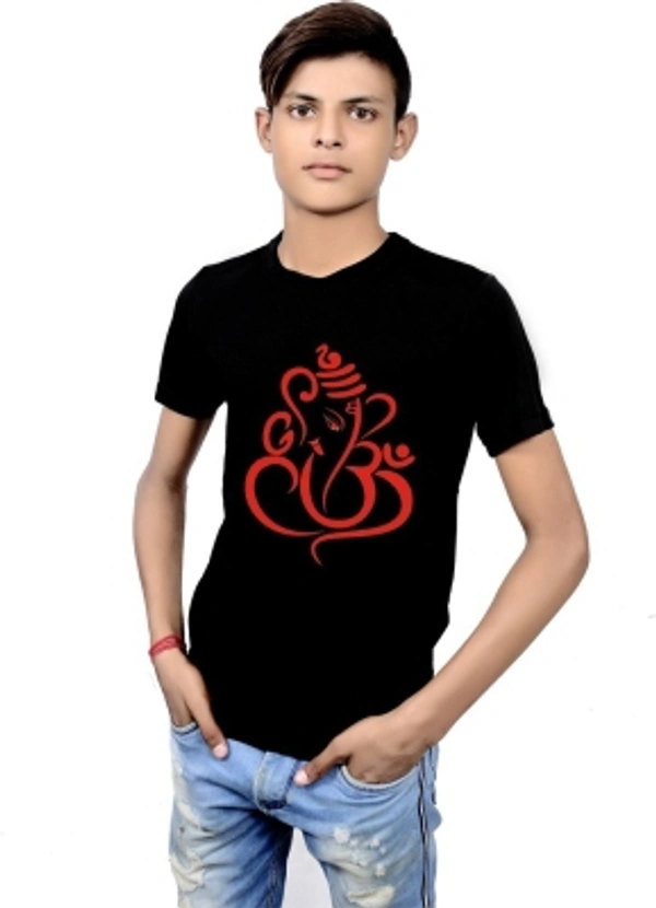 Gomars Printed Men Round Neck Black T-Shirt - S M L XL
