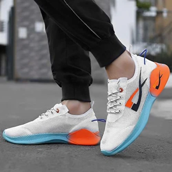 PORT Fashionable Mens White Sports Shoes For Running - 6 7 8 9 10