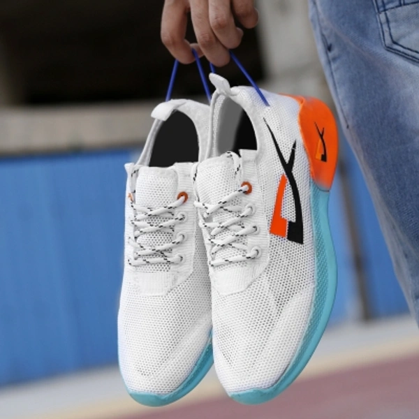 PORT Fashionable Mens White Sports Shoes For Running - 6 7 8 9 10