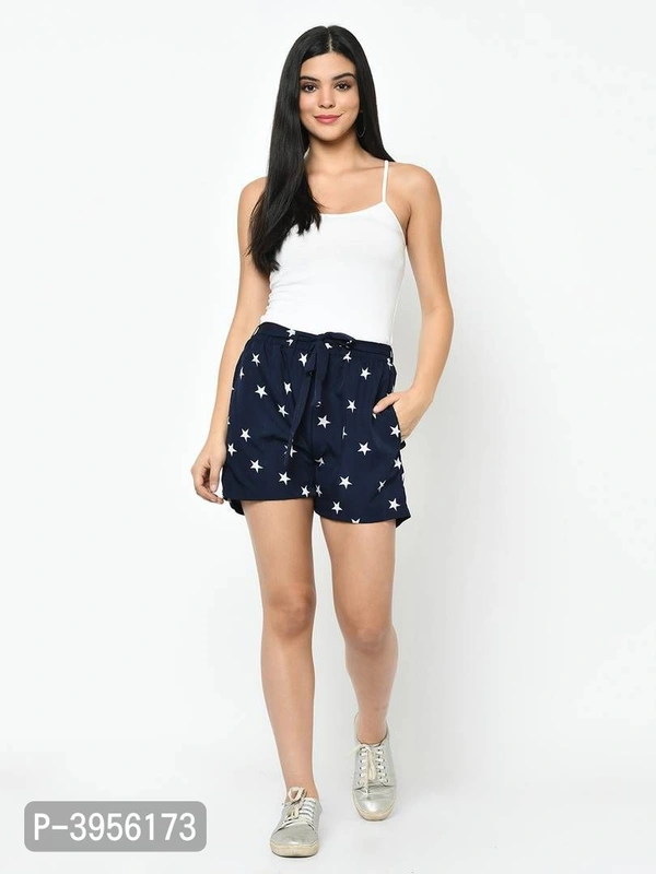 Women Blue Star Print Regular Shorts - Tolopea, S M L XL 2XL 3XL 4XL