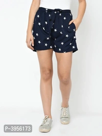 Women Blue Star Print Regular Shorts - Tolopea, S M L XL 2XL 3XL 4XL