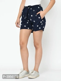 Women Blue Star Print Regular Shorts - Tolopea, S M L XL 2XL 3XL 4XL