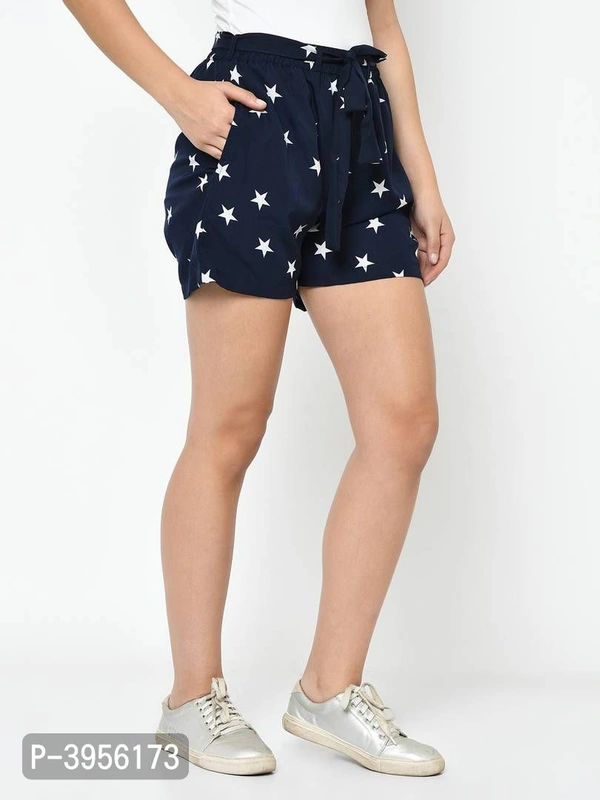 Women Blue Star Print Regular Shorts - Tolopea, S M L XL 2XL 3XL 4XL