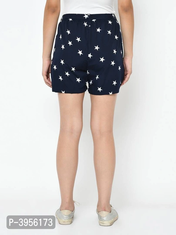 Women Blue Star Print Regular Shorts - Tolopea, S M L XL 2XL 3XL 4XL