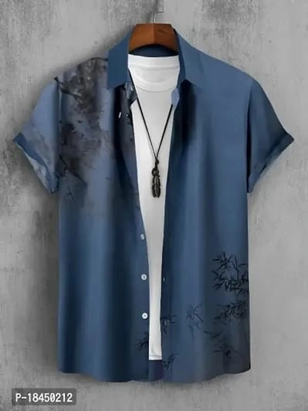 Trendy Cotton Short Sleeves Casual Shirt  - M, L, XL, BLUE