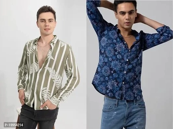 Pack of 2- Printed Casual Shirts for Men - M, L, XL, MULTICOLOR