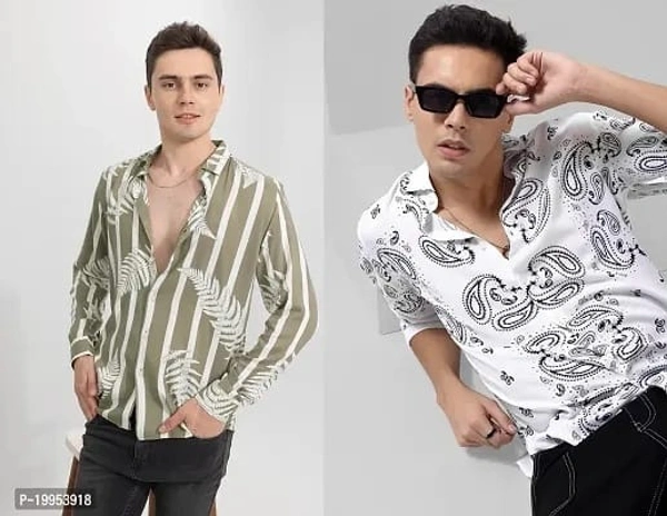 Pack of 2- Printed Casual Shirts for Men - M, L, XL, MULTICOLOR