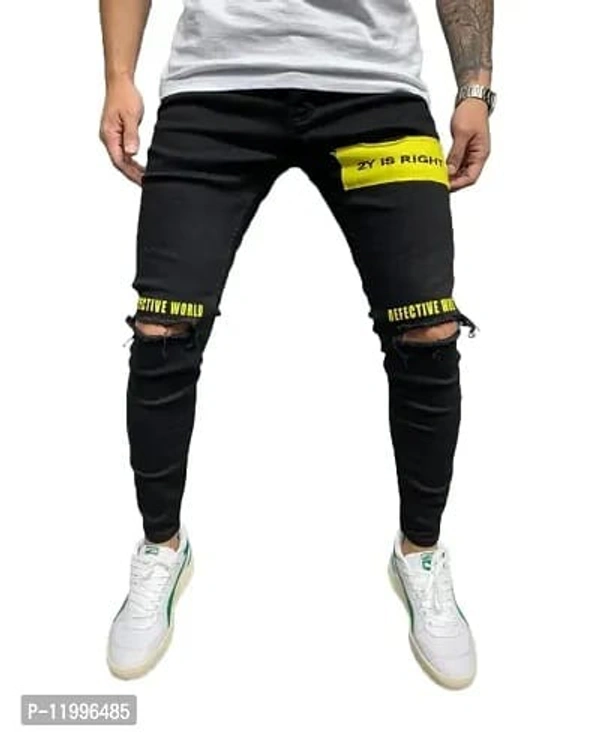 Stylish Denim Mid-Rise Jeans  - 28, 30, 32, 34, Black