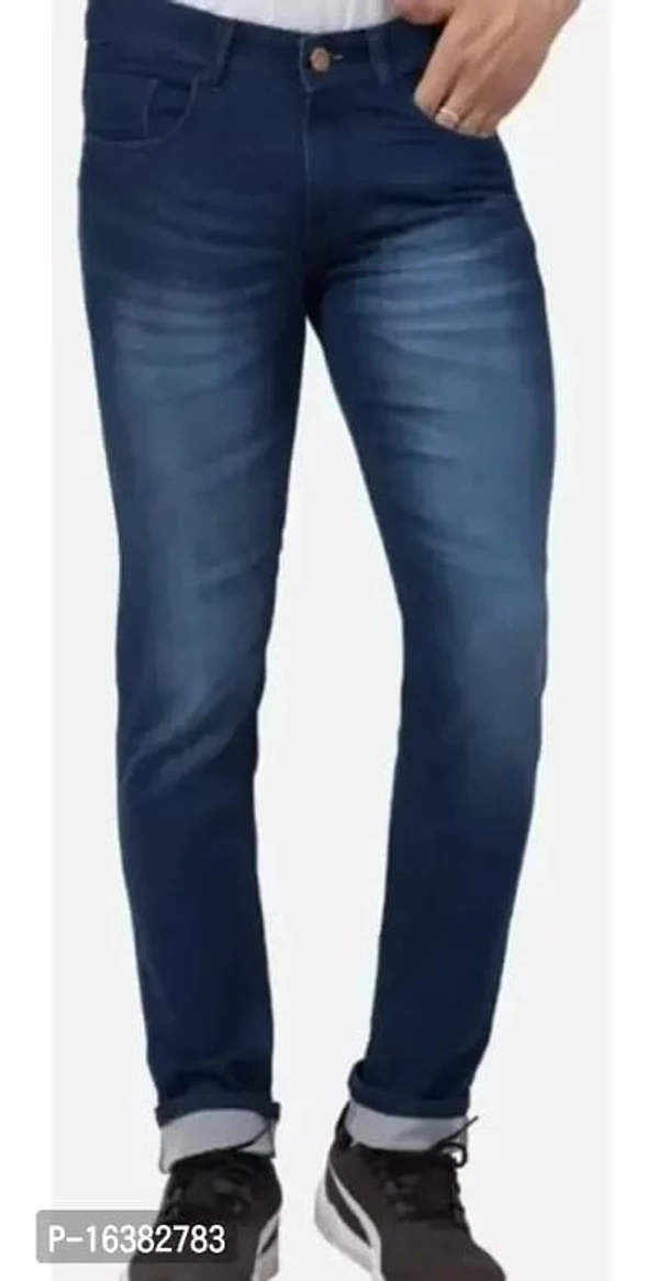 Stylish cotton blend jeans  - Navy Blue, 28