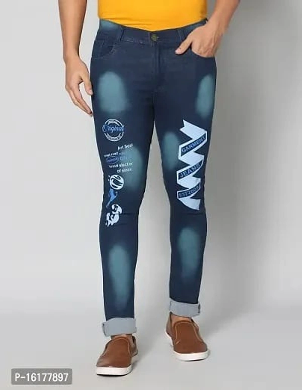 Stylish Fashionable Denim Jeans For Men - Navy Blue, 34