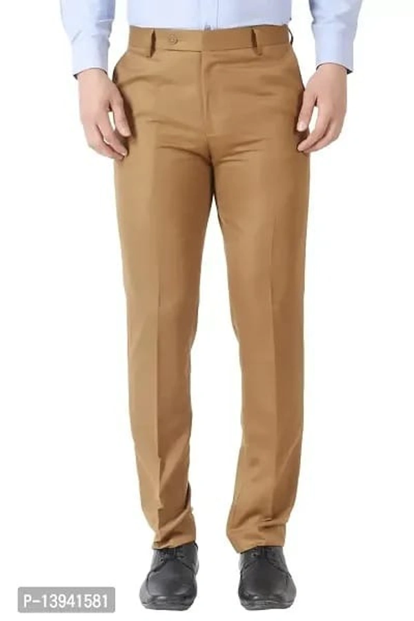 MALENO Men's Slub Effect Solid Trouser - Buddha Gold, 30