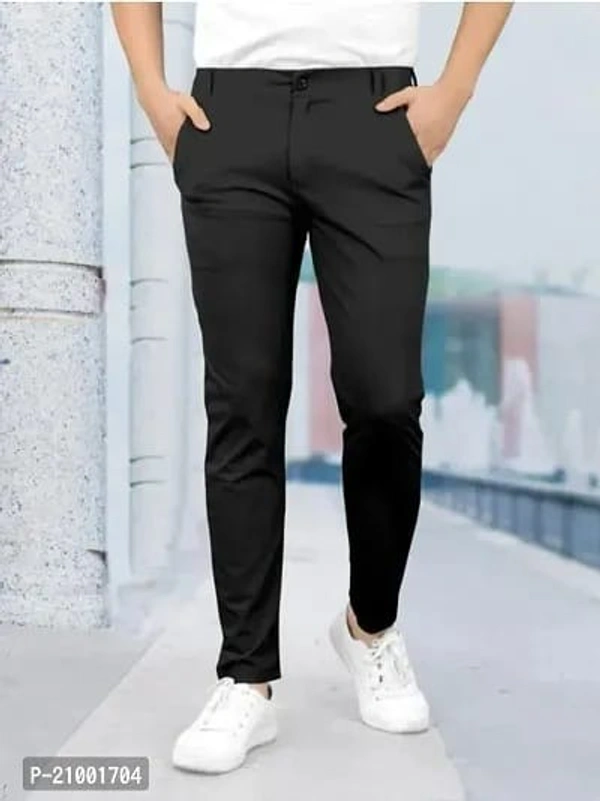 Stylish Lycra Solid Stretchable Formal Trouser For Men - Black, 30