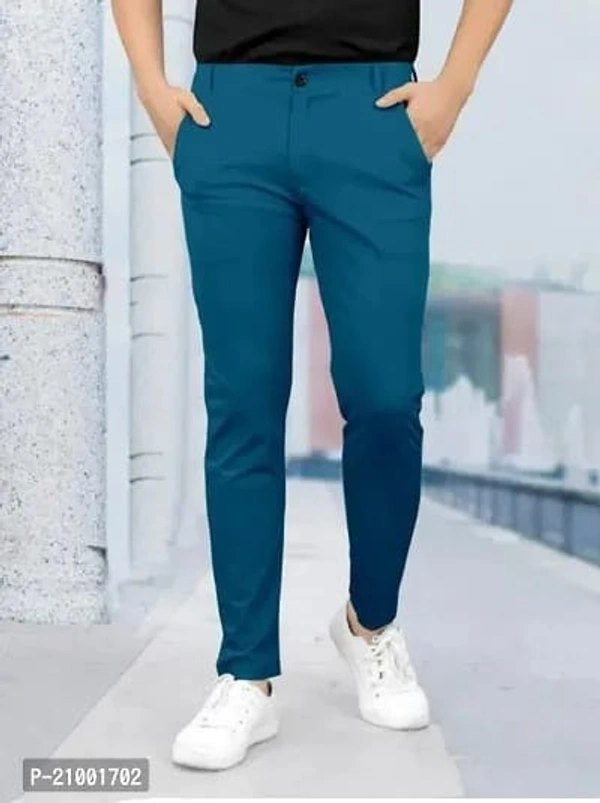 Stylish Lycra Solid Stretchable Formal Trouser For Men - Lochmara, 30