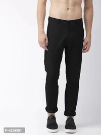 MENS CASUAL LYCRA TROUSER COMFORTABLE LYCRA TROUSER FOR MEN - Black, 28