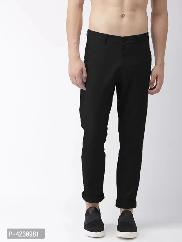 MENS CASUAL LYCRA TROUSER COMFORTABLE LYCRA TROUSER FOR MEN - Black, 28