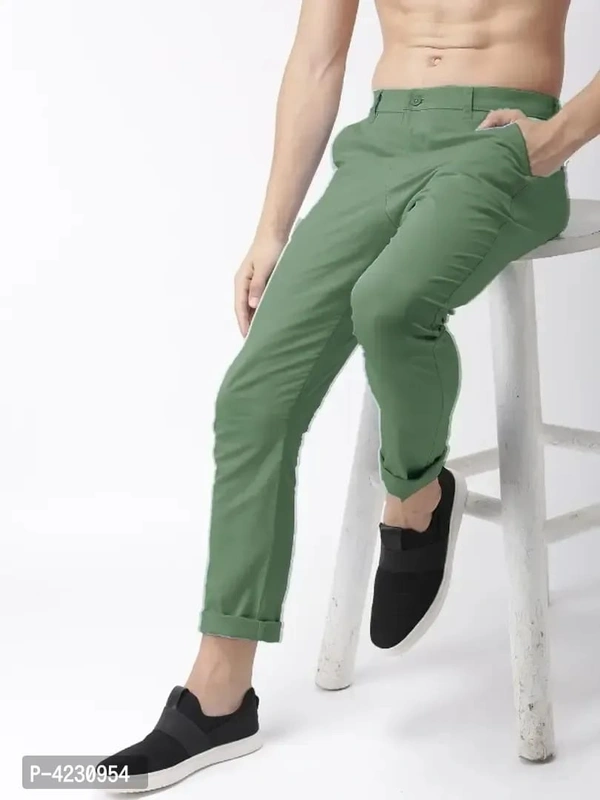 MENS CASUAL LYCRA TROUSER COMFORTABLE LYCRA TROUSER FOR MEN - C green, 30