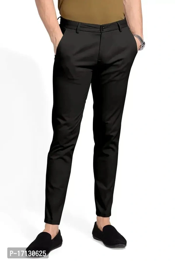 MENS CASUAL LYCRA TROUSER COMFORTABLE LYCRA TROUSER FOR MEN - Black, 34