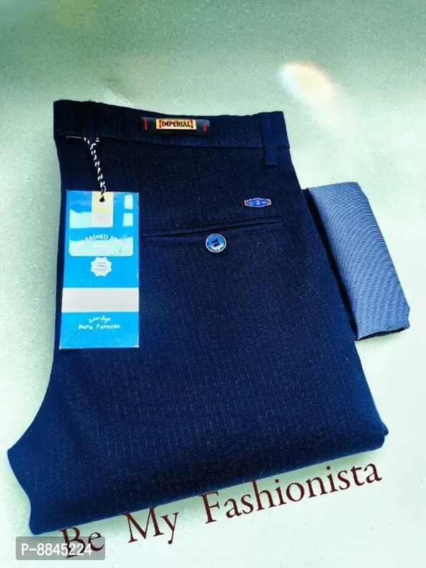 Classic Cotton Solid Casual Shirts Trousers for Men - Navy Blue, 30