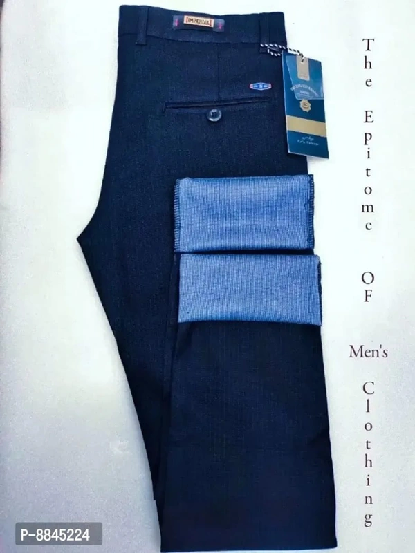 Classic Cotton Solid Casual Shirts Trousers for Men - Navy Blue, 30