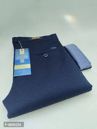 Classic Cotton Solid Casual Shirts Trousers for Men - Navy Blue, 30