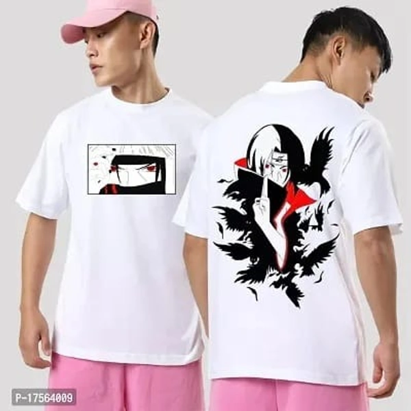 Oversized Printed Cotton Round Neck Tees for Men - White, L