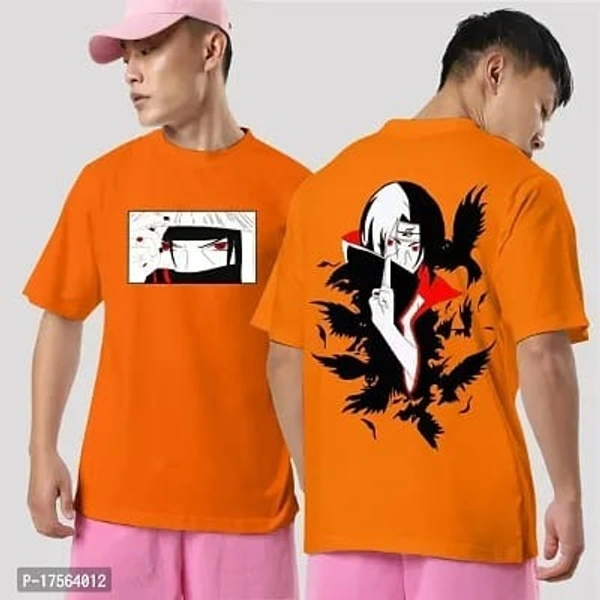 Oversized Printed Cotton Round Neck Tees for Men - M, L, XL , XXL, Vermilion