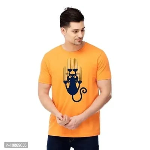 Dinkcart 100% Cotton Tshirt for Men Boys Preshrunk Biowash Tshirt Tees Regular Fit Casual Wear Printed Tees - M, L, XL , XXL, Gamboge