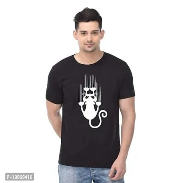Dinkcart 100% Cotton Tshirt for Men Boys Preshrunk Biowash Tshirt Tees Regular Fit Casual Wear Printed Tees - M, L, XL , XXL, Black