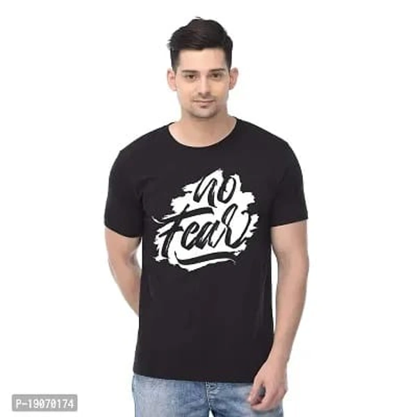 Dinkcart Mens Cotton Tshirt Round Neck Half Sleeves Tshirt Tees Preshrunk Biowash Casual Wear Tees for Boys - M, L, XL , XXL, Black