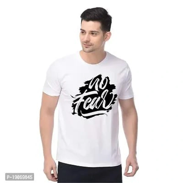 Dinkcart Mens Cotton Tshirt Round Neck Half Sleeves Tshirt Tees Preshrunk Biowash Casual Wear Tees for Boys - XL, White
