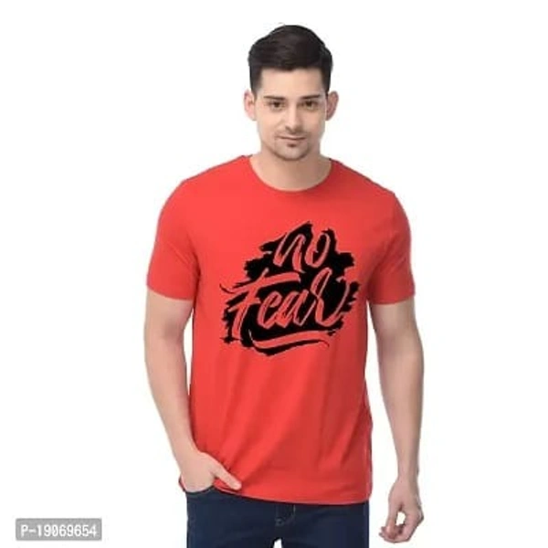Dinkcart Mens Cotton Tshirt Round Neck Half Sleeves Tshirt Tees Preshrunk Biowash Casual Wear Tees for Boys - M, L, XL , XXL, Guardsman Red