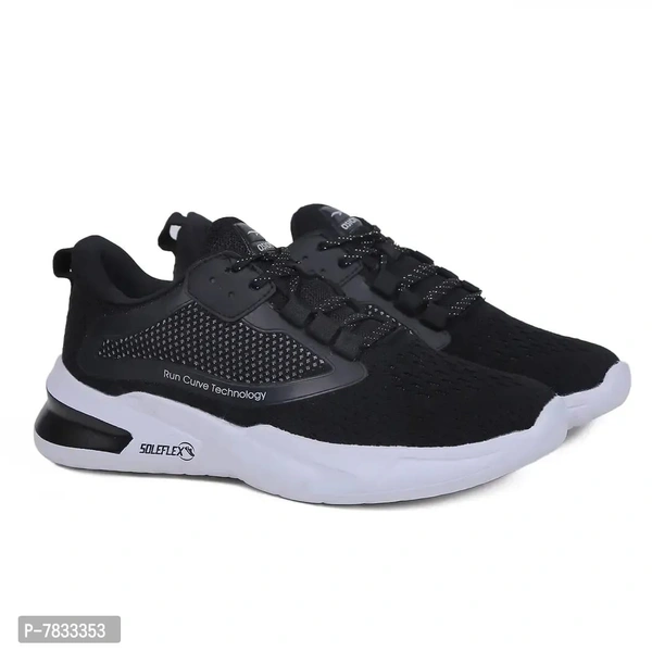 ASIAN Elegant Black Self Design Sports Running Shoes For Men - Black, 6
