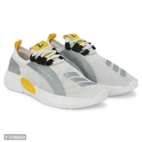 Men's Trendy Printed Mesh Running Sports Shoes - Dove Gray, 6