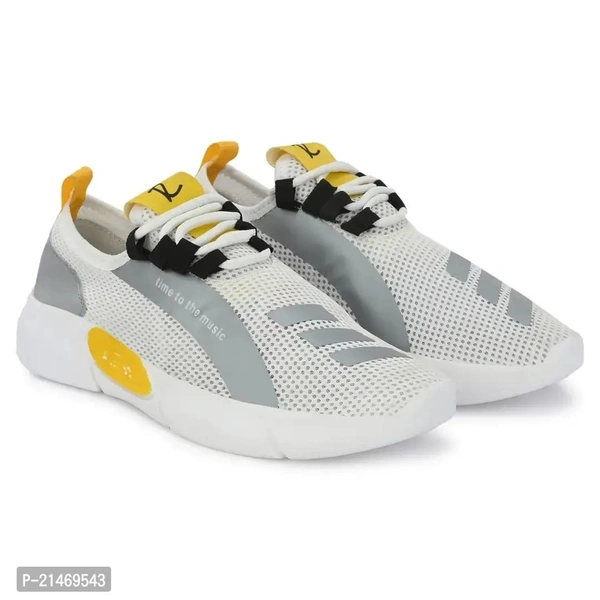 Men's Trendy Printed Mesh Running Sports Shoes - Dove Gray, 6
