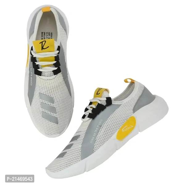 Men's Trendy Printed Mesh Running Sports Shoes - Dove Gray, 6