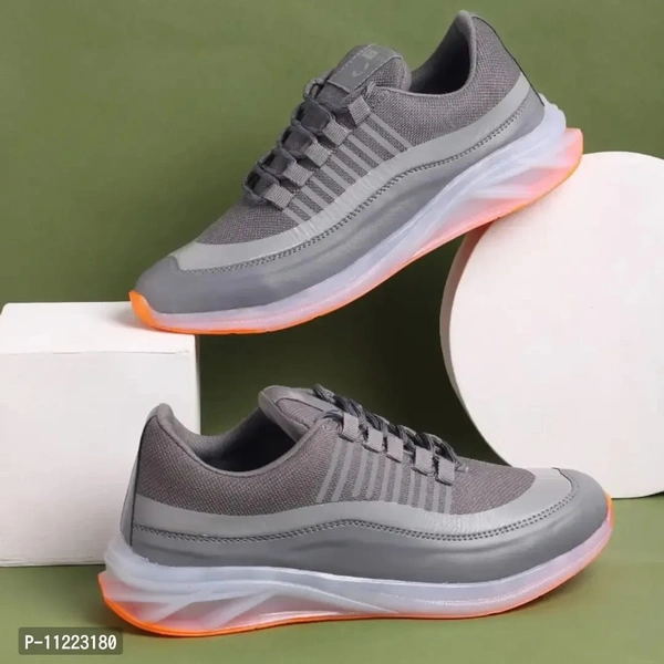 Classy Solid Sports Shoes for Men - Dove Gray, 6