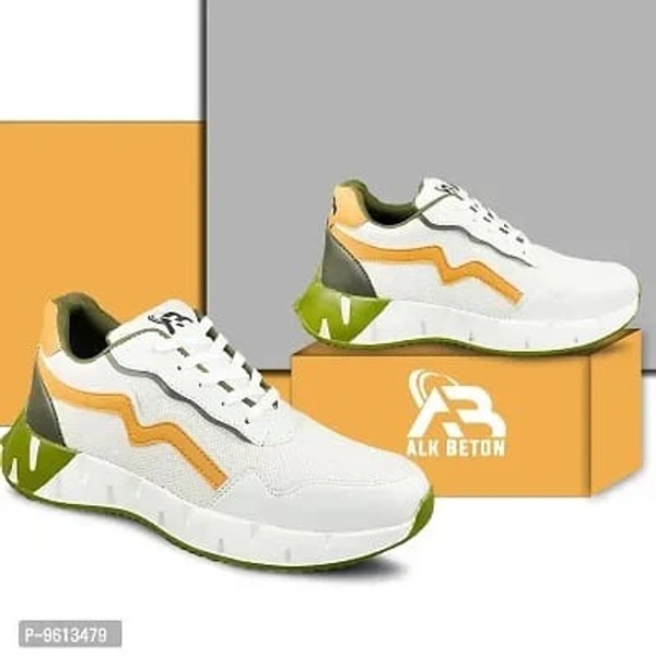ALK BETON Trendy High Ankle Mens Sports Shoes And Sneakers - White, 9
